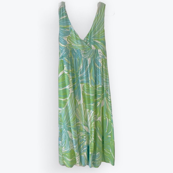 Lilly Pulitzer Isle Green Sheen Fronds Pace Maxi Dress S - Picture 2 of 5